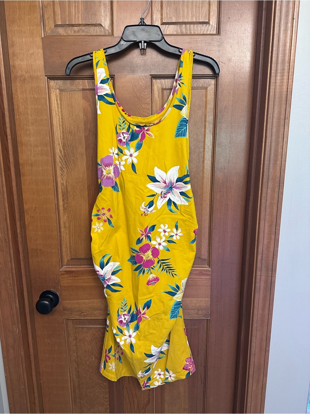 Old Navy Maternity Yellow Dress with Floral Trim Size M